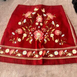 Cute Red Embroidered Skirt